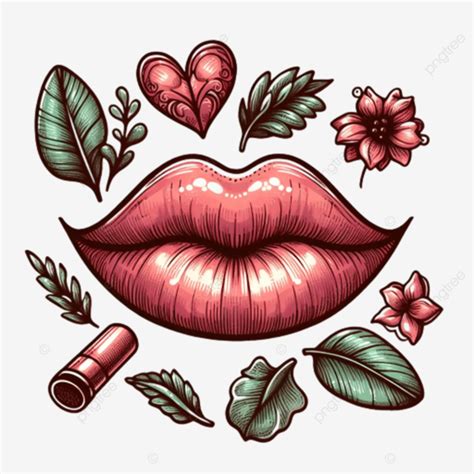 Labios Te Amo Beso Arte De Sangre Rosa Capas Editables Diseño Vectorial