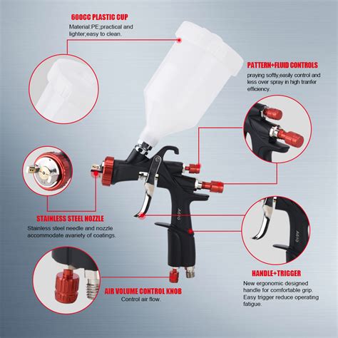 AEROPRO A610 R500 LVLP Spray Gun Car Painting Gun Kit Airbrush 1 3mm 1