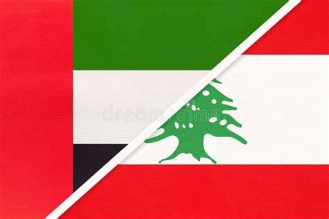 United Arab Emirates Or UAE And Lebanon Symbol Of National Flags From