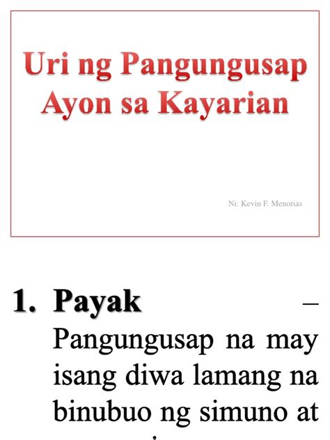 Uri Ng Pangungusap Ayon Sa Kayarian