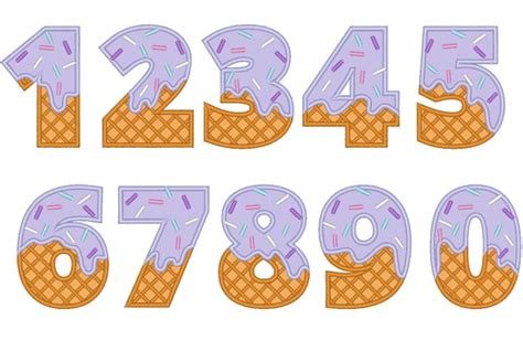 Ice Cream Numbers Applique Ice Cream Waffle Cone Kids Birthday Etsy