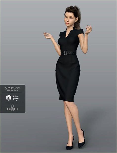 Dforce Handc Belted Office Dress Outfit For Genesis 8 Females 3d