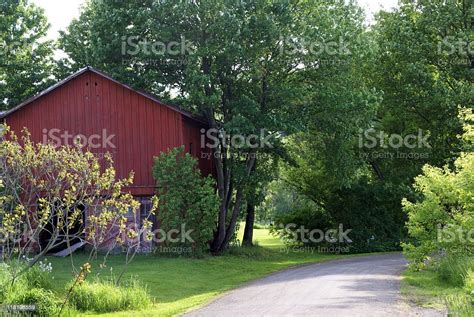 Rural Scene With A Red Barn Stock Photo Download Image Now Barn