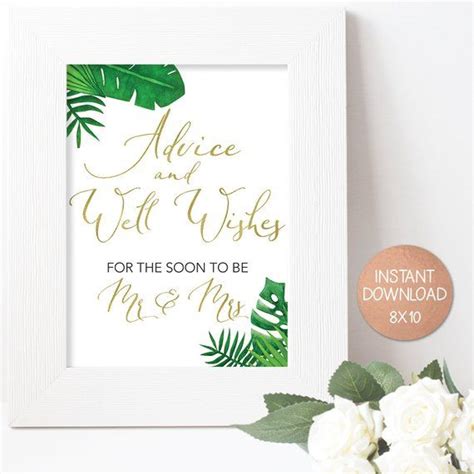 Advice And Wishes Soon To Be Mr And Mrs Tropical Wedding Sign Well