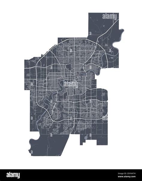 Edmonton map. Detailed vector map of Edmonton city administrative area. Cityscape poster ...