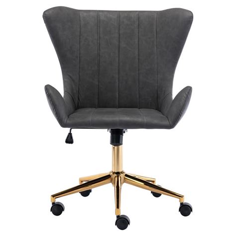 Alica Faux Leather Office Chair Dark Grey By Emporium Oggetti Style