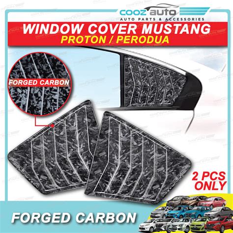 Perodua Proton Mustang Window Cover Forged Carbon Side Louver Protector