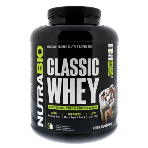 NutraBio Labs Classic Whey Protein Chocolate Milkshake 5 Lbs 2268 G