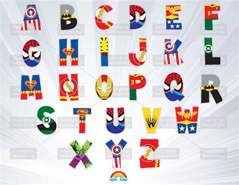 Superhero Alphabet Alphabet Clipart Superhero Alphabet Superhero