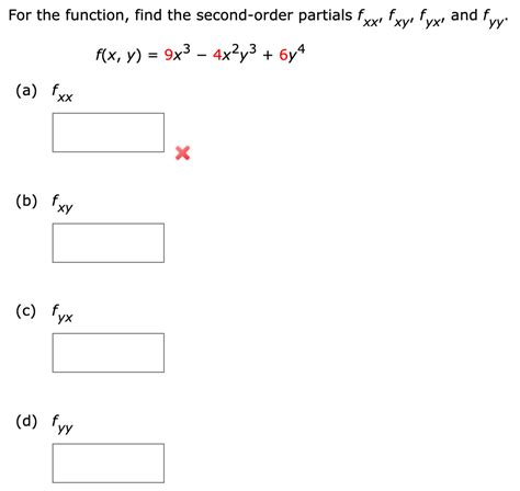 Solved For The Function Find The Second Order Partials