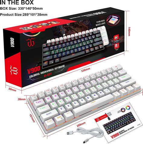 Snpurdiri Wired 60% Mechanical Gaming Keyboard, Blue Switch ,Ultra-Com ... 