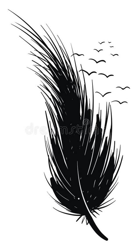 A Black Feather Vector Or Color Illustration Stock Vector