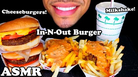 Asmr In N Out Burger Animal Style Fries Cheeseburger Vanilla Milkshake