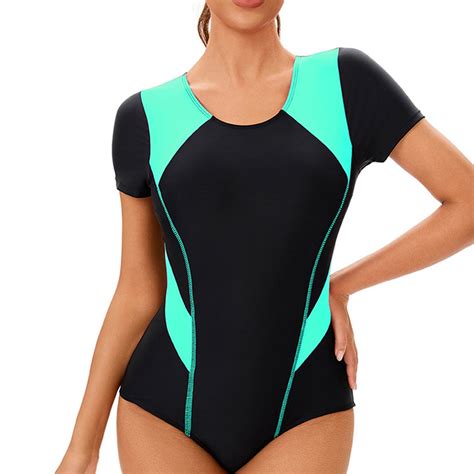 Women's Short Sleeve One Piece Rash Guard Swimsuit UPF50+ Surfing