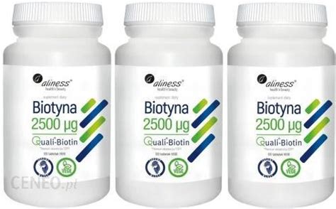 Zestaw 3x Biotyna 2500 Mcg QualiBiotin X 120 Tabletek VEGE Aliness