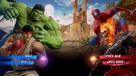 Hulk Ryu V S Spiderman Ghost Rider Very Hard Ai Marvel Vs Capcom