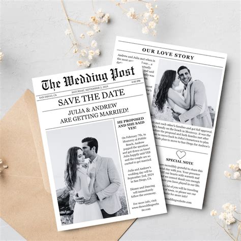 Newspaper Wedding Template Bundle Editable Wedding Newspaper Etsy