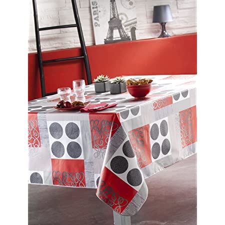 KP HOME Nappe Toile Cirée Rectangulaire 140x200 Nappe PVC Motif Cercles