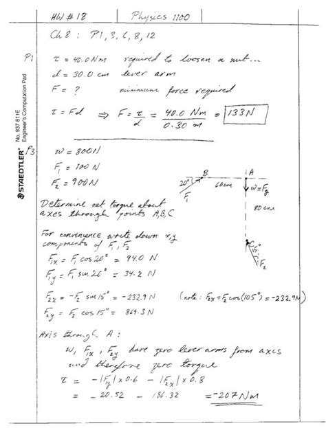 Phyics 1100 Homework Solutions