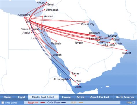 Egyptair Route Map Middle East