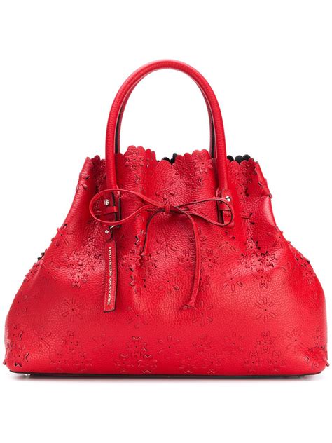 Ermanno Scervino Red Leather Tote Bag