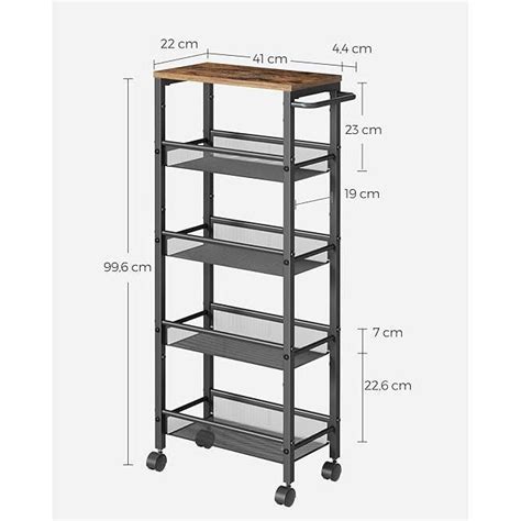 Desserte De Cuisine Vasagle Niveaux Roulettes Cadre En Acier