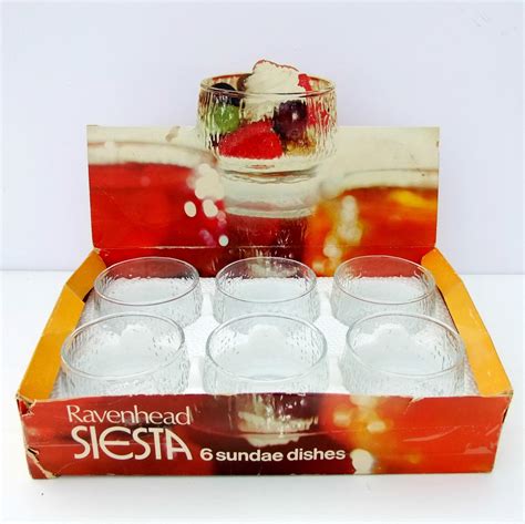 Vintage Retro S Ravenhead Siesta Glass Sundae Dishes Set On The