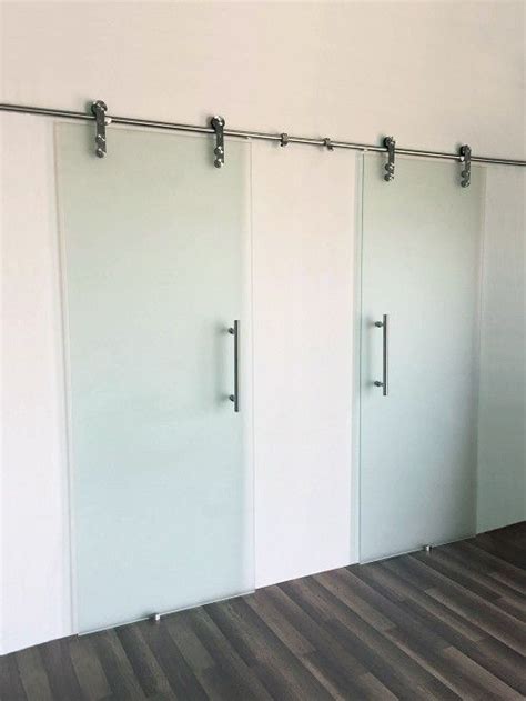 B2s Stainless Steel Frameless Double Glass Barn Doors Frameless