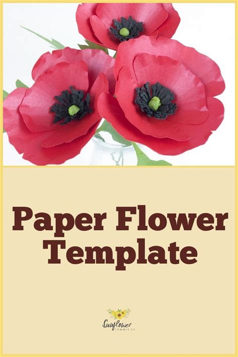 Poppy Paper Flower Tutorial | Paper flowers, Paper flower template ...