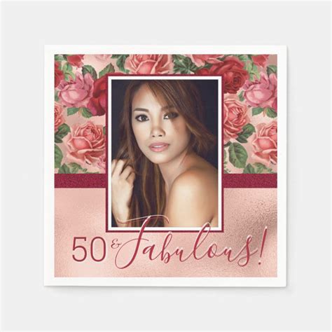 Fifty And Fabulous Rose Gold 50th Birthday Napkins Zazzle