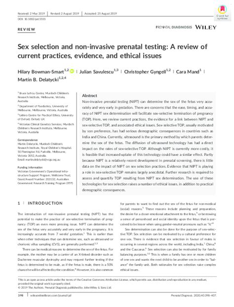 Pdf Sex Selection And Non Invasive Prenatal Testing A Review Of