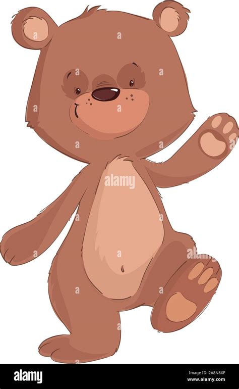 Cute Baby Bear Walking On The White Background Cartoon Stock Vector