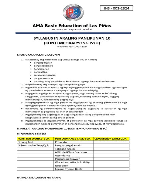 Ap10 Syllabus | PDF