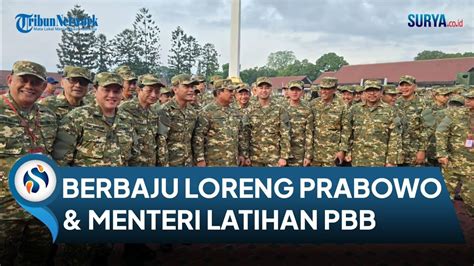 Berbaju Loreng Prabowo Rombongan Menteri Kabinet Merah Putih Latihan