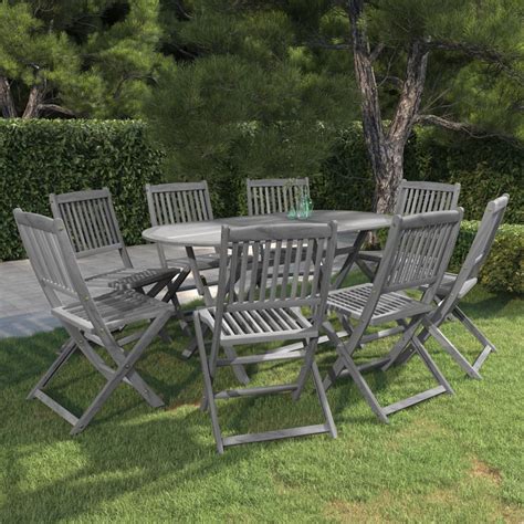 Mobilier D Ner De Jardin Pcs Bois D Acacia Massif Gris Jardin