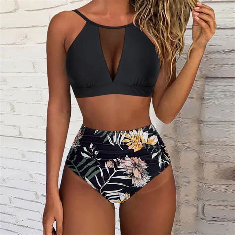 Bikini De Cintura Alta Para Mujer Traje De Ba O Sexy De Malla Negra