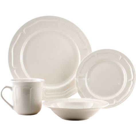 Empire Simply White 16 Pc Stoneware Dinnerware Set - LodgingSupply.com