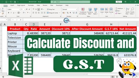 How To Calculate Discount And Gst Percentage In Excel Discounted And Gst Calculation In Ms