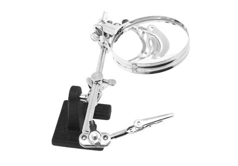 Держатель для пайки "Третья рука" с зажимами крокодил и лупой - купить ...