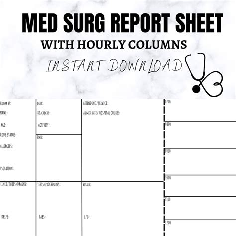 Med Surg Report Sheet Handoff Template For Nurses Medical Surgical Rn Report Sheet Report