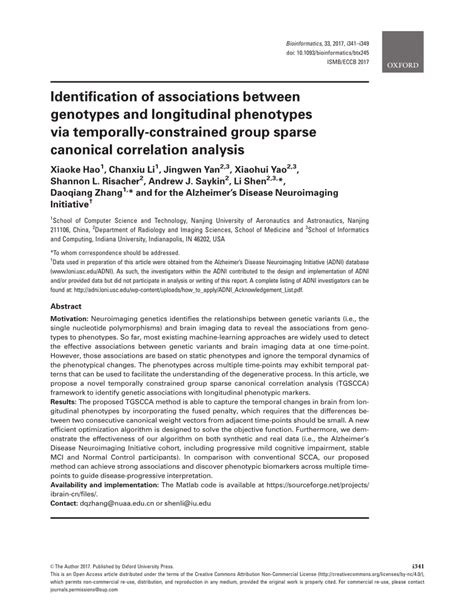 PDF Identification Of Associations Between Genotypes And Longitudinal