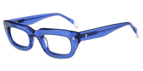 Damen Brillen AC13939 Blau Klar Acetat Groß Rechteckig Fassung