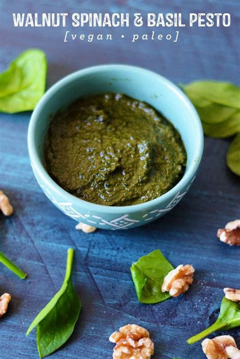 Walnut Spinach And Basil Pesto Vegan Paleo Paleo Pesto Basil