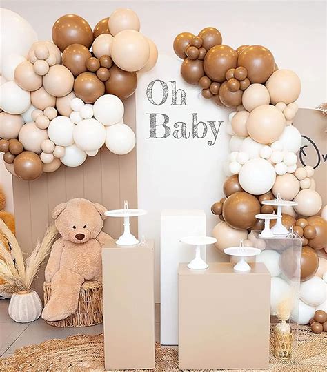 Kit De Arco De Guirnalda De Globos Marrones Unidades Color Blanco Arena Marr N Globos Nude