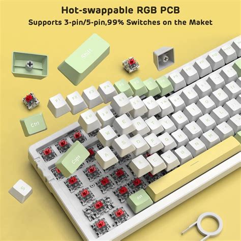 AJAZZ AJAZZ AK992 Mechanical Keyboard Tri Mode Hot Swap 2 4G Wired BT PBT Tri Spelling Keycaps