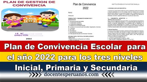 Plan de Convivencia para el año escolar 2022 para los tres niveles