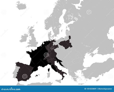 Map of the First French Empire Year 1812 Stock Vector - Illustration of ...