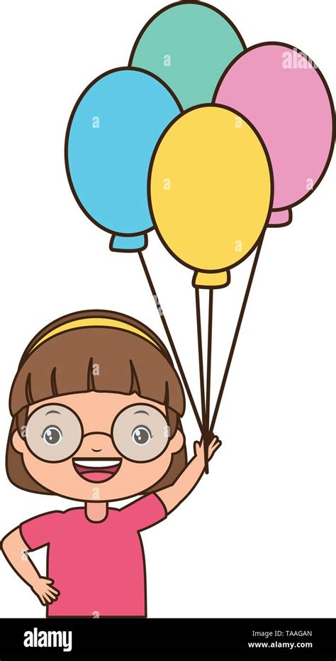 smiling girl with balloons Stock Vector Image & Art - Alamy