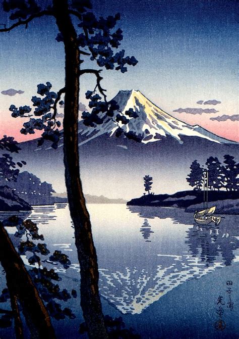 Japanse Kunst Japanse Landschappen Mount Fuji Van Tago Bay Etsy Nederland