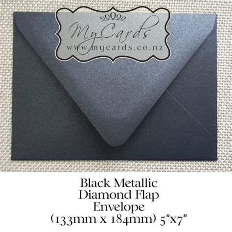 5x7 Black Metallic Diamond Flap Envelope MYCARDS WEDDING NZ